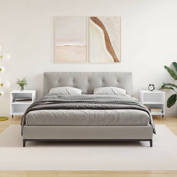 vidaXL Mesas cabeceira 2pcs derivados de madeira branco brilhante