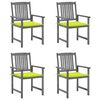 vidaXL Cadeiras de jardim com almofad&otilde;es 4 pcs ac&aacute;cia maci&ccedil;a cinza