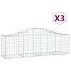 vidaXL Cestos gabião arqueados 3 pcs 200x50x60/80 cm ferro galvanizado