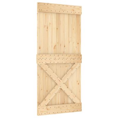 vidaXL Porta de correr com ferragens 95x210 cm madeira de pinho maciça
