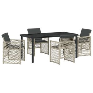 vidaXL Conjunto de Jantar para Jardim 5 pcs Cinzento-claro vime PE