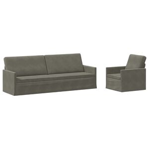 vidaXL Conjunto de Sof&aacute;s 2 pcs Cinzento-claro Tecido de Veludo Cotele
