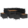 vidaXL Conjunto de Sof&aacute; de Jardim 8 unid. 7-N&uacute;mero de lugares Preto