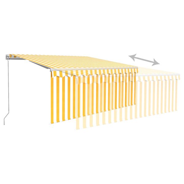 vidaXL Toldo retr&aacute;til manual com estore 3x2,5 m amarelo e branco