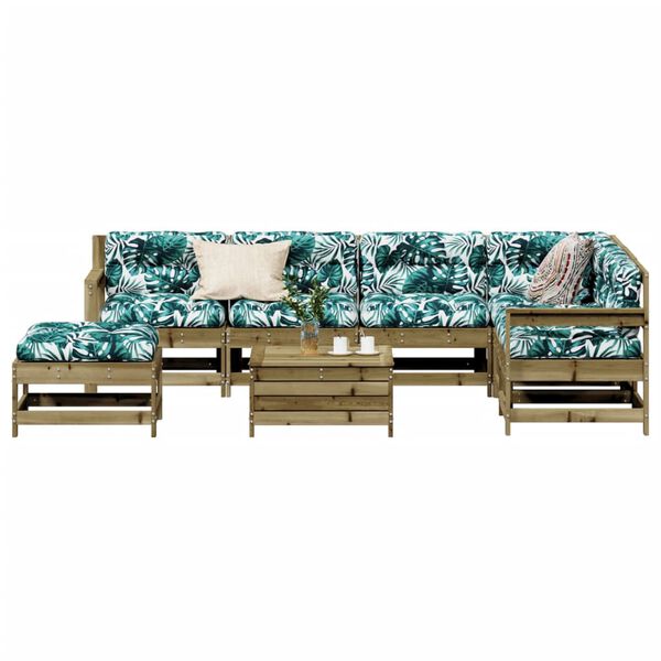 vidaXL 8 pcs conjunto lounge de jardim c/ almofad&otilde;es pinho impregnado
