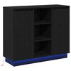 vidaXL Aparador LED Carvalho Preto 90 x 32 x 75 cm