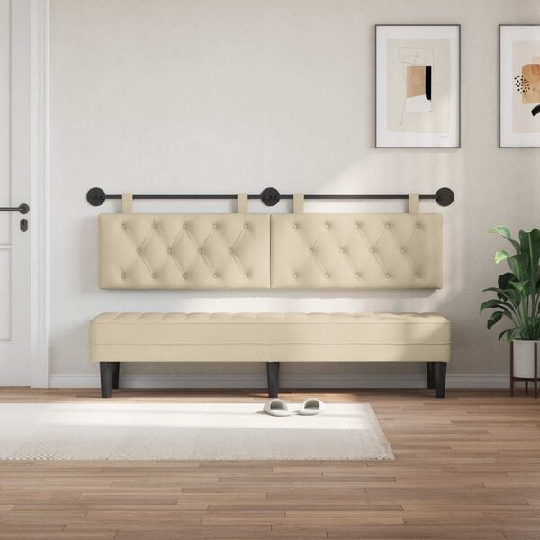 vidaXL Cabeceira Suspensa Creme 190 x 55 x 7 cm tecido