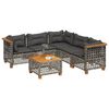 vidaXL 6 pcs conjunto sof&aacute;s de jardim com almofad&otilde;es vime cinzento