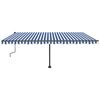 vidaXL Toldo retr&aacute;til manual com LED 500x350 cm azul e branco