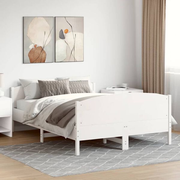 vidaXL Cama sem colch&atilde;o 140x190 cm madeira de pinho maci&ccedil;a branco