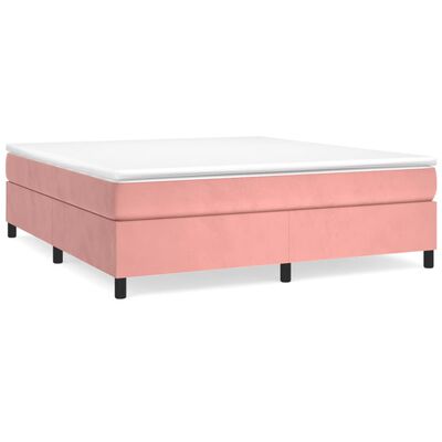 vidaXL Estrutura de cama com molas 160x200 cm veludo rosa