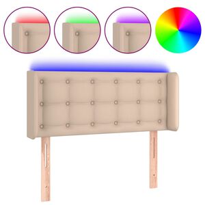 vidaXL Cabeceira cama c/ LED couro artificial 93x16x78/88cm cappuccino