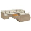 vidaXL 10 pcs conjunto de sof&aacute;s p/ jardim com almofad&otilde;es vime PE bege