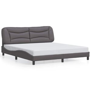 vidaXL Estrutura de cama sem colch&atilde;o Hvar 180x200cm couro artificial cinzento