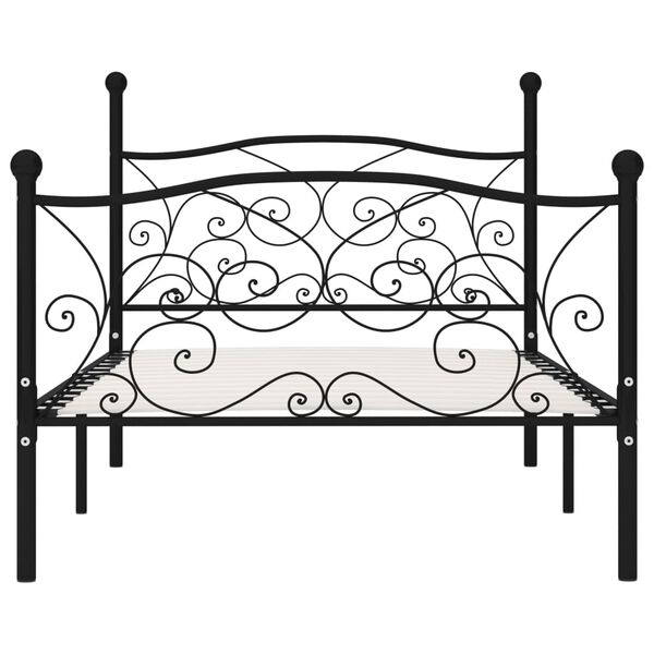 vidaXL Estrutura de cama com estrado de ripas 100x200 cm metal preto
