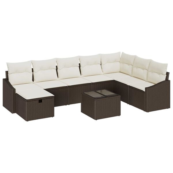 vidaXL Conjunto de Sof&aacute; de Jardim 9 pcs Castanho 55 x 62 x 69 cm