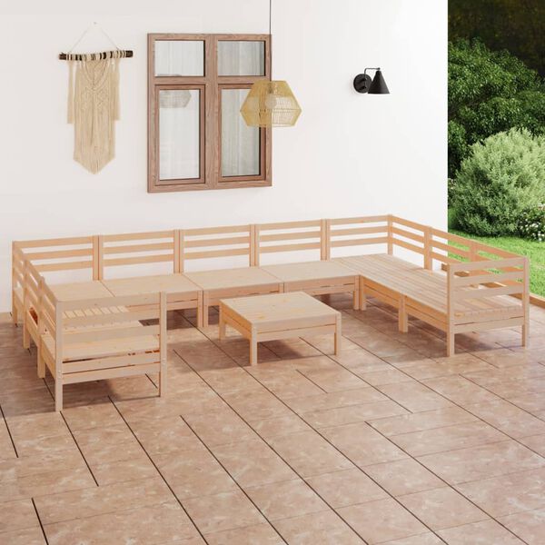 vidaXL 10 pcs conjunto lounge de jardim pinho maci&ccedil;o