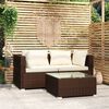 vidaXL 3 pcs conjunto lounge jardim c/ almofad&otilde;es vime PE castanho