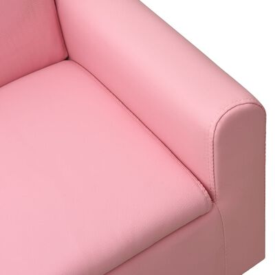 vidaXL Sofá infantil de 2 lugares couro artificial rosa
