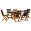 vidaXL 7 pcs conj. jantar p/ jardim polipropileno/madeira maci&ccedil;a preto