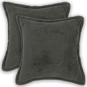 vidaXL Capa almofada 2 pcs HOUTEN Cinzento-Escuro 30 x 30 cm Boucl&eacute;