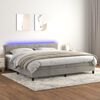 vidaXL Cama box spring c/ colch&atilde;o/LED 200x200 cm veludo cinzento-claro