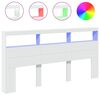 vidaXL Arm&aacute;rio de cabeceira com luzes LED 200x17x102 cm branco