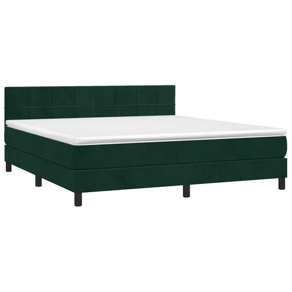 vidaXL Cama com molas/colch&atilde;o 180x200 cm veludo verde-escuro