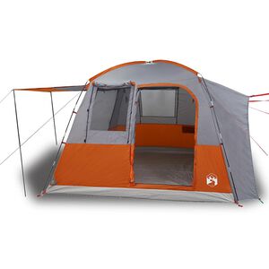vidaXL Tenda de campismo p/ 4 pessoas imperme&aacute;vel cinzento/laranja