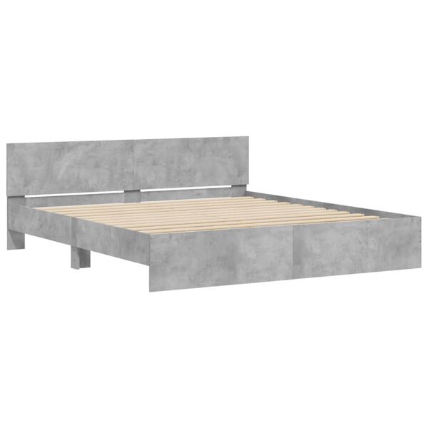 vidaXL Estrutura de cama com cabeceira 160x200 cm cinzento cimento
