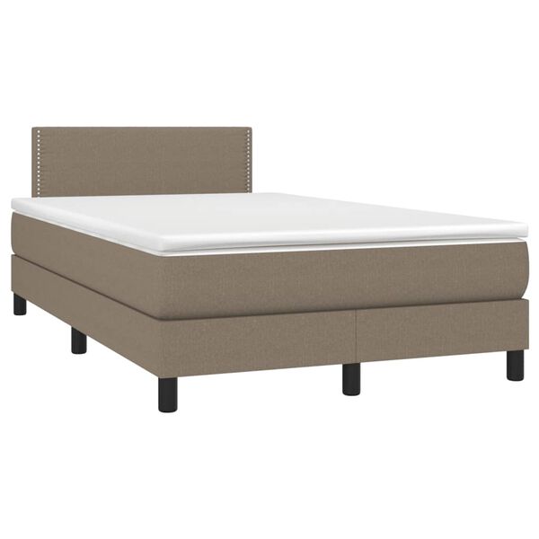 vidaXL Cama box spring colch&atilde;o/LED 120x190cm tecido cinza-acastanhado