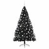 vidaXL &Aacute;rvore de Natal Artificial Pr&eacute;-iluminada Preto 210 cm PVC