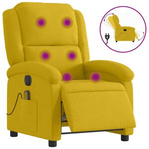 vidaXL Poltrona de massagens reclin&aacute;vel el&eacute;trica veludo amarelo