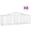 vidaXL Cestos gabião arqueados 8 pcs 200x50x60/80 cm ferro galvanizado