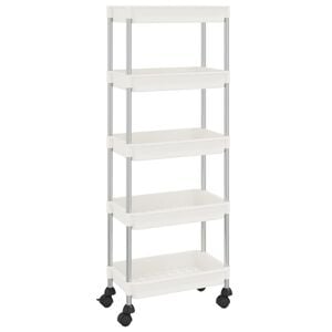 vidaXL Carrinho cozinha c/ 5 prateleiras ferro/ABS 42x29x128 cm branco