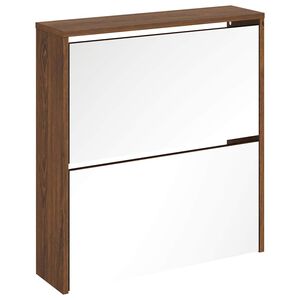vidaXL Sapateira com espelho 2 divis&oacute;rias 63x17x67cm carvalho castanho