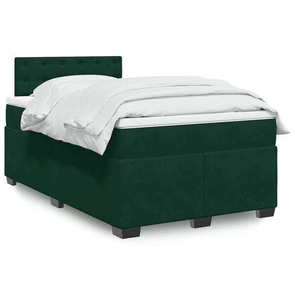 vidaXL Cama com molas/colch&atilde;o 140x190 cm veludo verde-escuro