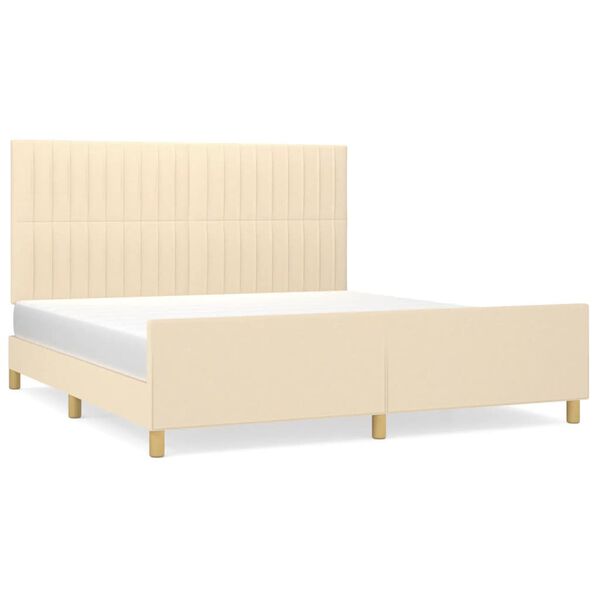 vidaXL Estrutura de cama sem colch&atilde;o 160x200 cm tecido cor creme
