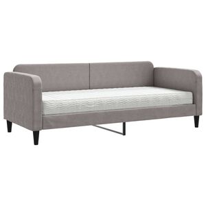 vidaXL Sof&aacute;-cama com colch&atilde;o 80x200 cm tecido cinzento-acastanhado