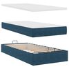 vidaXL Estrutura cama otomana com colch&atilde;o azul escuro 90x190cm veludo