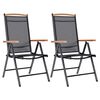 vidaXL Cadeiras de jardim dobr&aacute;veis 2 pcs alum&iacute;nio e textilene preto