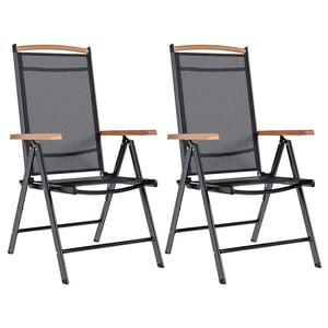 vidaXL Cadeiras de jardim dobr&aacute;veis 2 pcs alum&iacute;nio e textilene preto