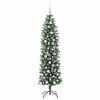 vidaXL &Aacute;rvore Slim de Natal Artificial Verde e Branco 180 cm