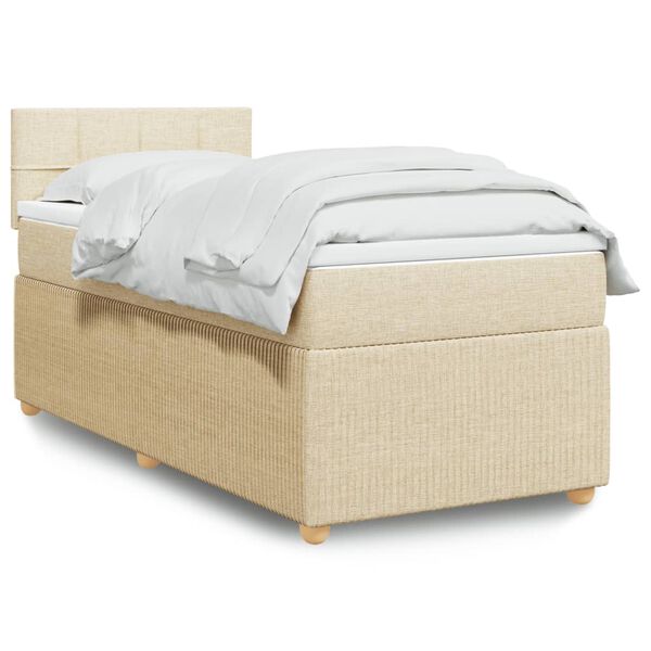 vidaXL Cama com molas/colch&atilde;o 80x200 cm tecido cor cr&egrave;me