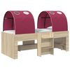 vidaXL Cama com T&uacute;nel 3 unid. Sonoma e Vermelho Derivados de Madeira