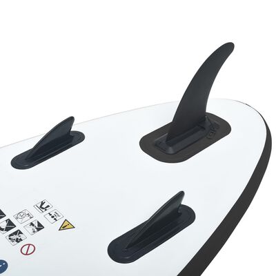 vidaXL Conjunto prancha de paddle SUP insuflável preto e branco