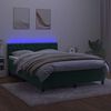 vidaXL Cama box spring c/ colch&atilde;o/LED 140x190 cm veludo verde-escuro