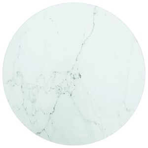 vidaXL Tampo mesa &Oslash;30x0,8 cm vidro temperado design m&aacute;rmore branco