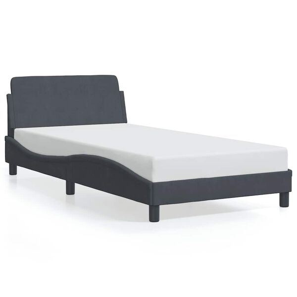 vidaXL Estrutura de cama Dover 100x200 cm veludo cinzento-escuro
