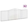 vidaXL Cestos gabi&atilde;o arqueados 2pcs 400x30x120/140cm ferro galvanizado
